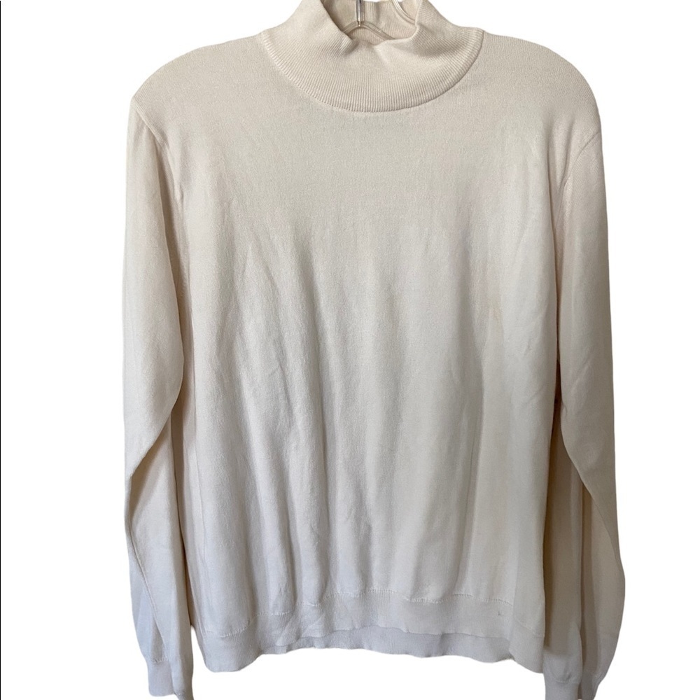Talbots vintage cream mock neck 100% cotton top size XL